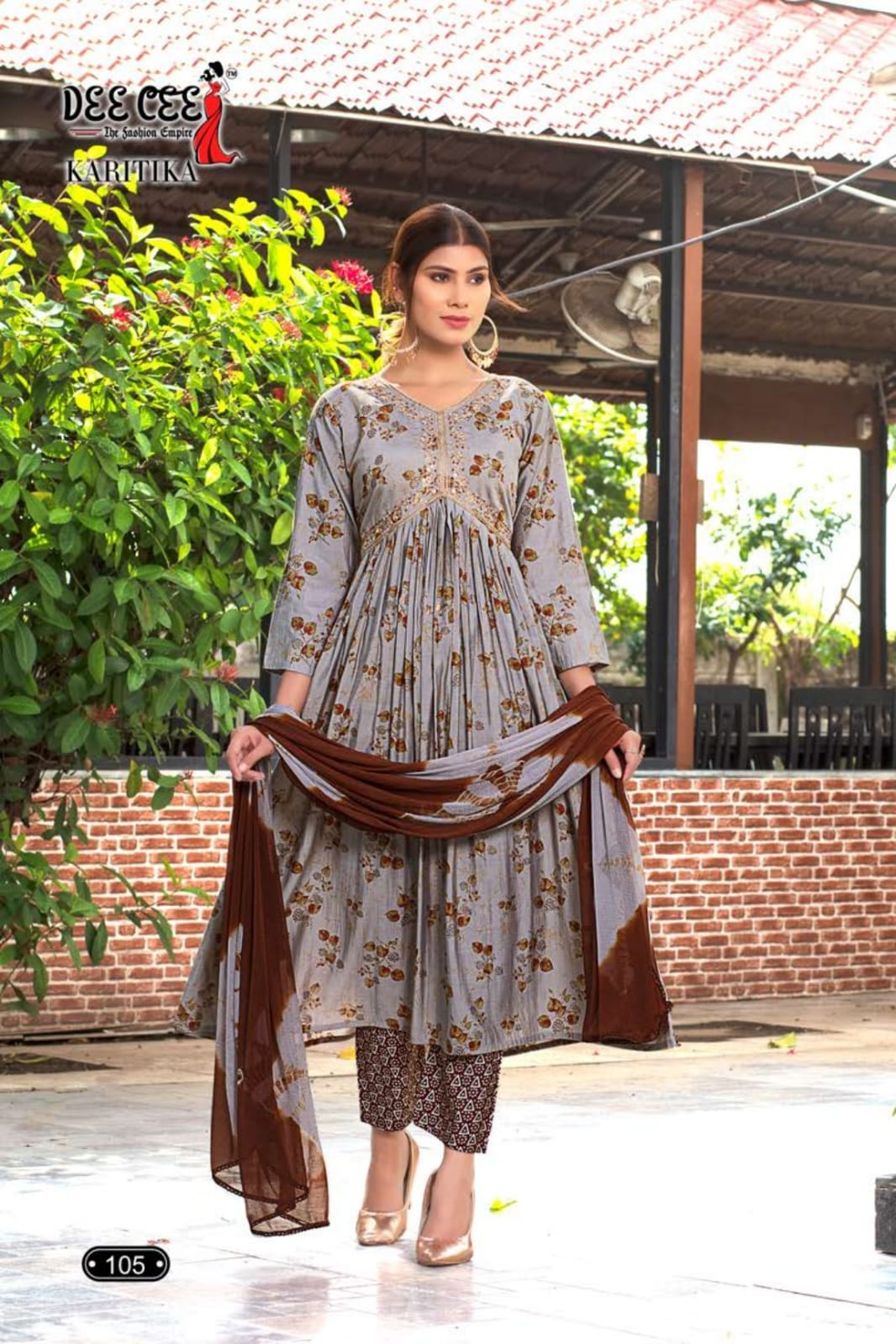 Karitika By Deecee Chanderi Printed Alia Cut Kurti With Bottom Dupatta